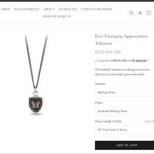 Pyrrha Ever Changing Butterfly Talisman on 18” Chain